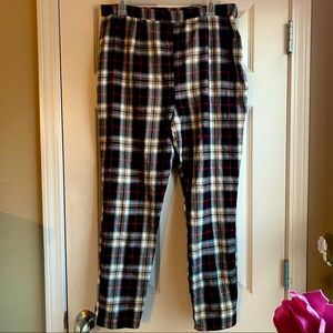 Plaid side zip ankle length pants